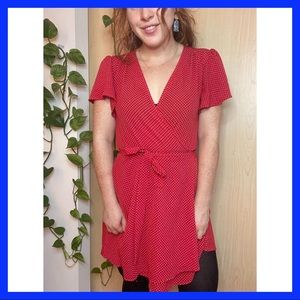 Red Polka Dot Wrap Dress